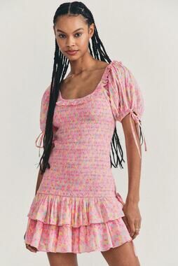 Love Shack Fancy Violet Mini Dress in Melon Punch Size Small